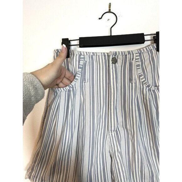 Vintage 80s Gitano High Rise Blue White Striped Shorts 9 Eyelet Lace Retro Y2k - Picture 7 of 10
